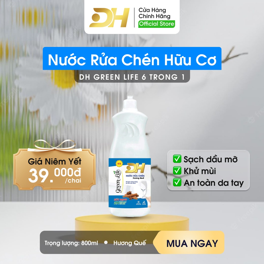 Nước Rửa Chén DH Green Life 800g chai đục