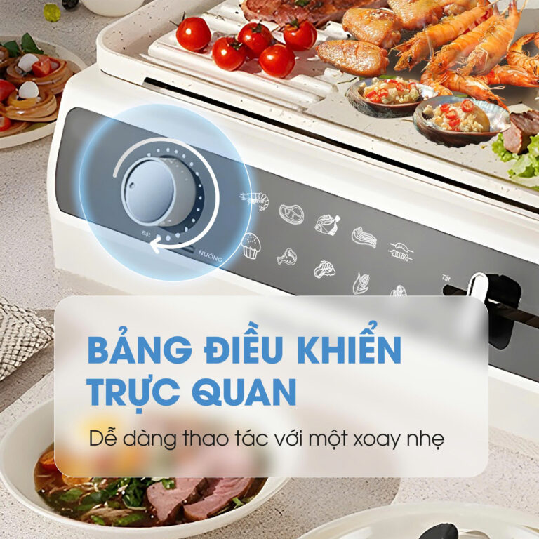 Nồi lẩu nướng 2in1 KALITE KLG555, CS 2200W, chống dính ceramic