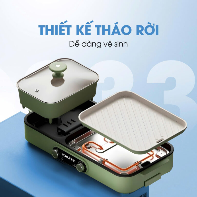 Bếp lẩu nướng 2in1 Kalite KLG333, công suất 1800W