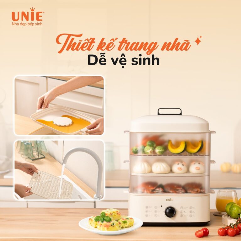 Nồi hấp UNIE UE560 dung tích 18L, 3 tầng hấp tiện lợi