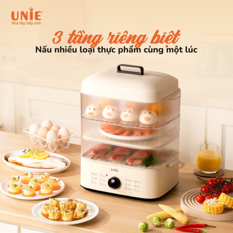 Nồi hấp UNIE UE560 dung tích 18L, 3 tầng hấp tiện lợi