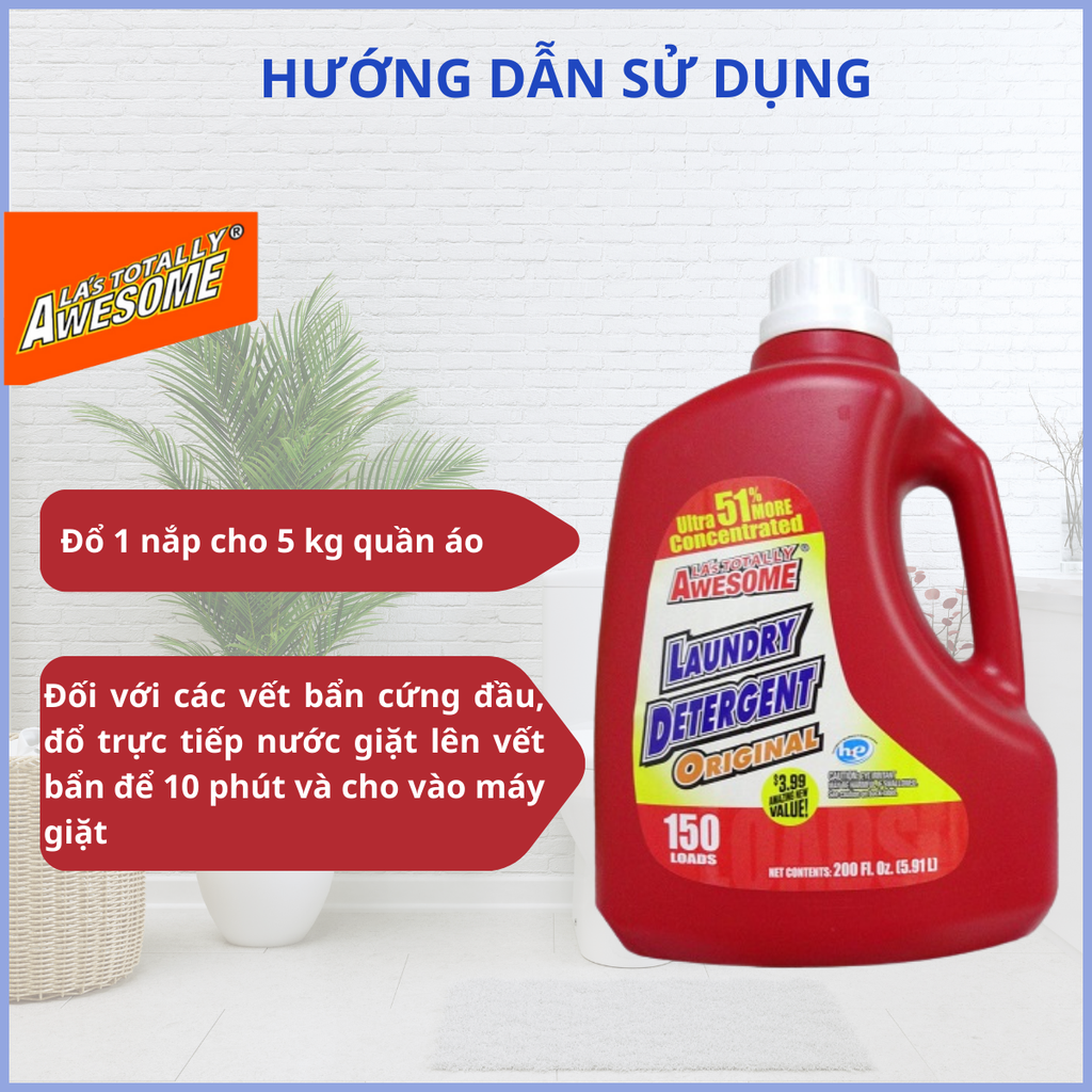 Nước GIặt Quần Áo Aswesome Đậm Đặc Hơn 50%  - USA - 5.9 Lít