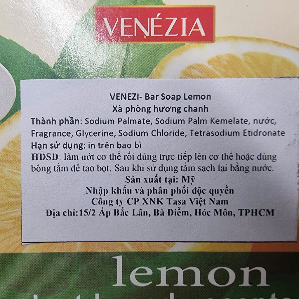 Xà Phòng Hương Chanh Dưỡng Ẩm Thuần Chay Venezia USA 179G