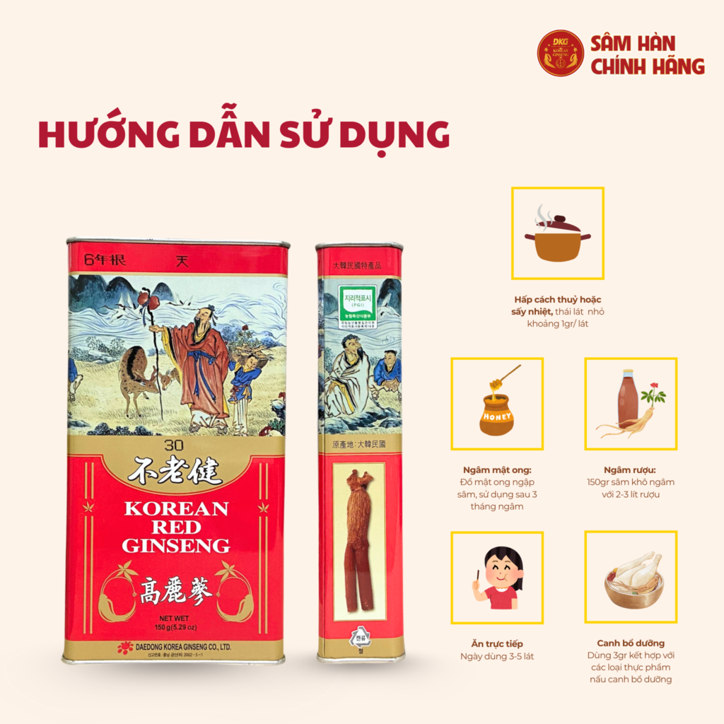 Hồng sâm củ khô HQ HEAVEN 150g – số 30 (10 củ) – Daedong