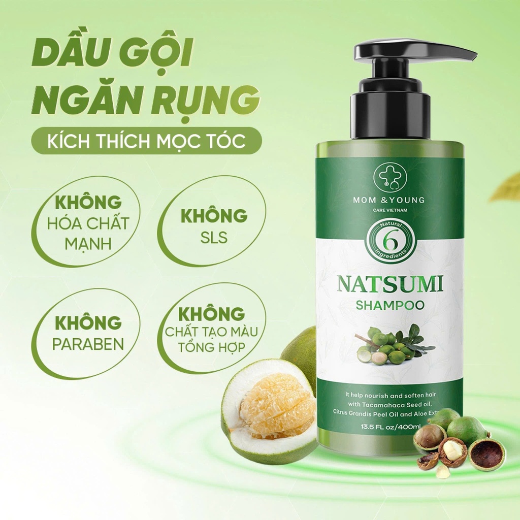 Dầu gội bưởi NATSUMI không Sulfate 400ml giảm gãy rụng, dưỡng tóc mềm mượt