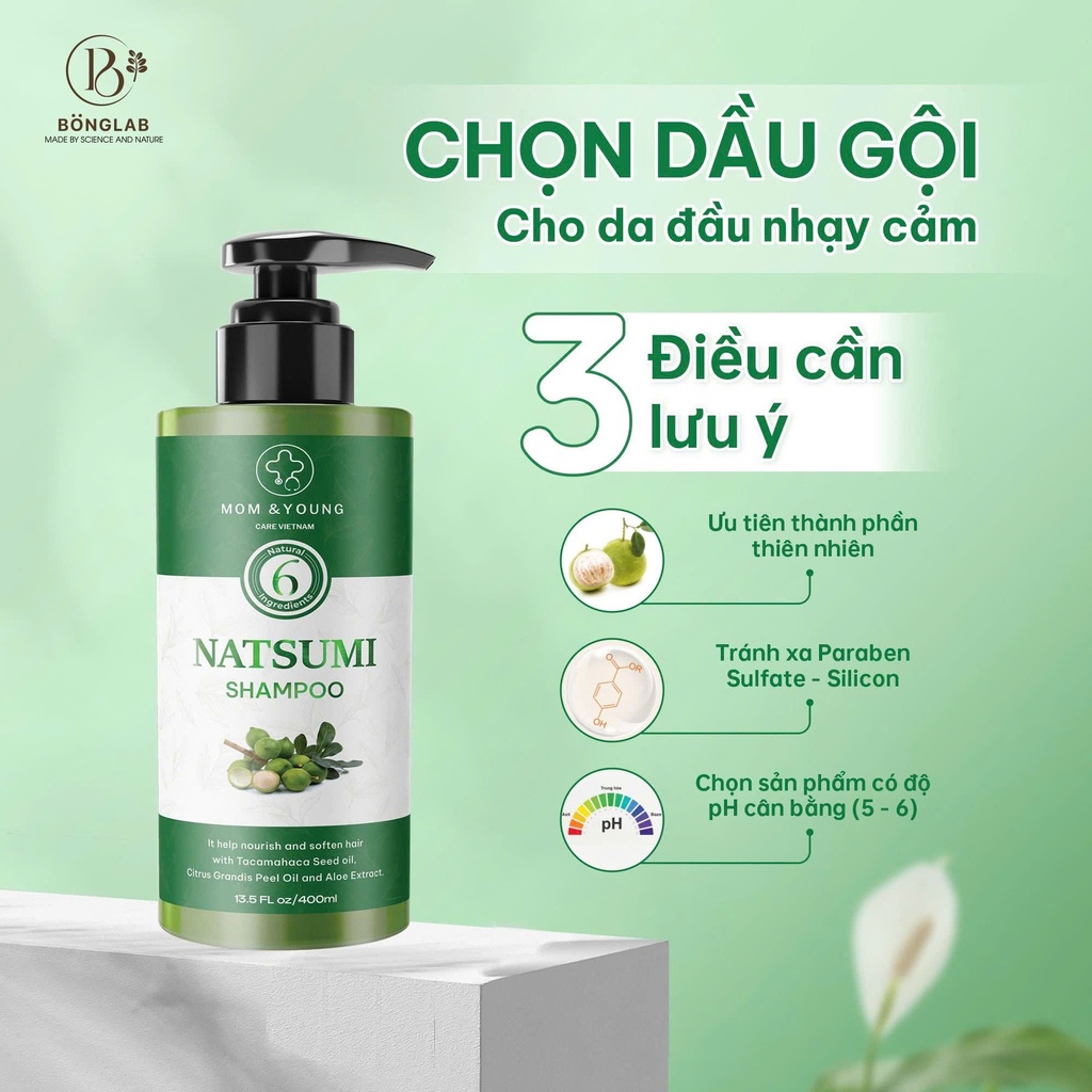 Dầu gội bưởi NATSUMI không Sulfate 400ml giảm gãy rụng, dưỡng tóc mềm mượt
