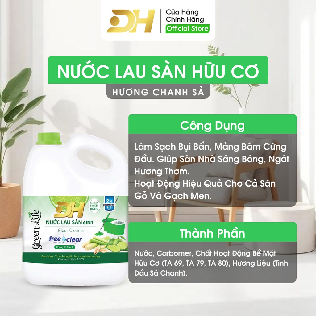 Nước Lau Sàn DH Green Life (Organic) 3.6kg