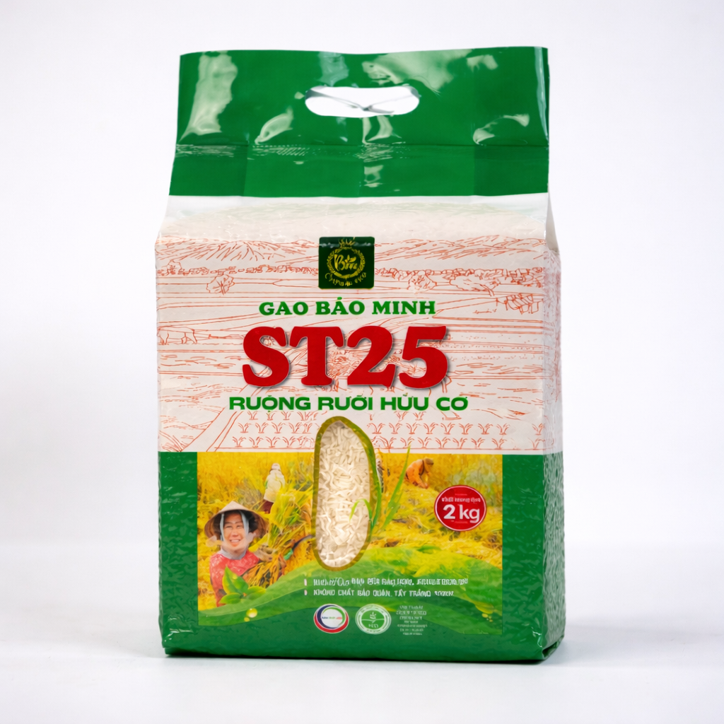 Gạo ST25 Rươi Hữu cơ - 2 kg (QUEEN RICE)