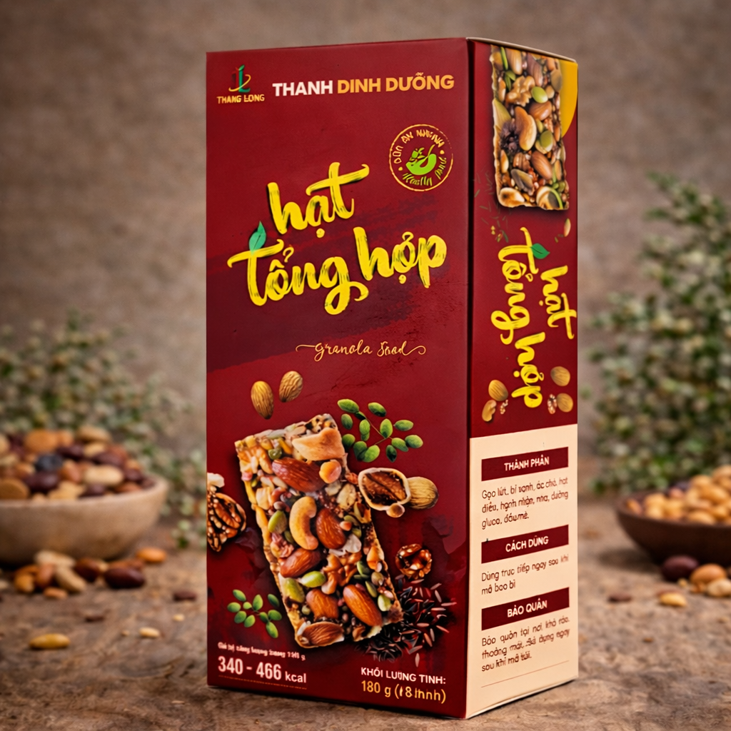 Thanh hạt dinh dưỡng hạt tổng hợp 160g - hộp 8 thanh