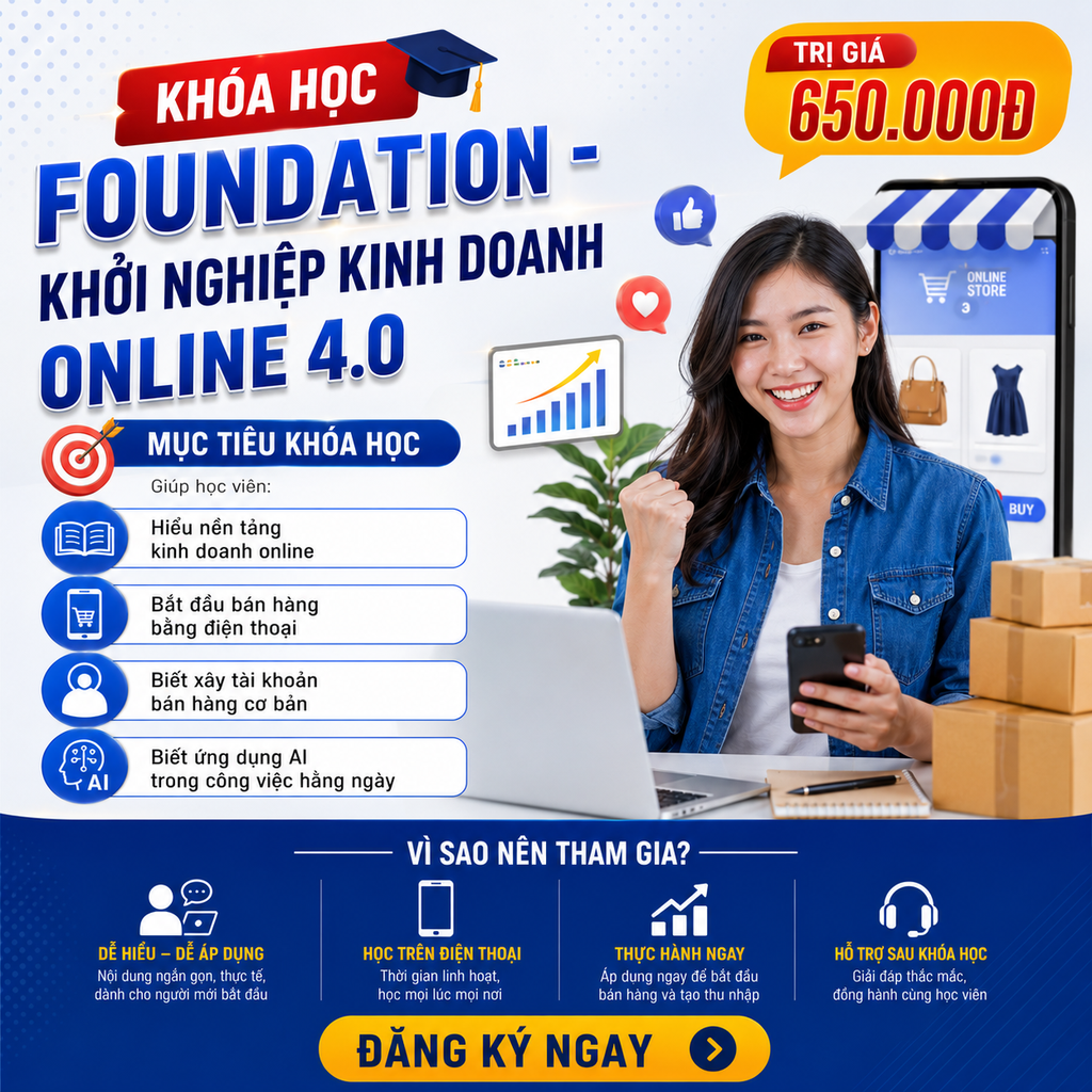 KHOÁ HỌC FOUNDATION - KHỞI NGHIỆP KINH DOANH ONLINE 4.0