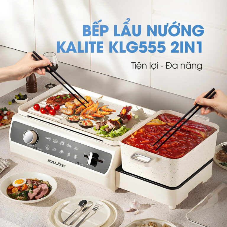 Nồi lẩu nướng 2in1 KALITE KLG555, CS 2200W, chống dính ceramic