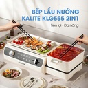 Nồi lẩu nướng 2in1 KALITE KLG555, CS 2200W, chống dính ceramic