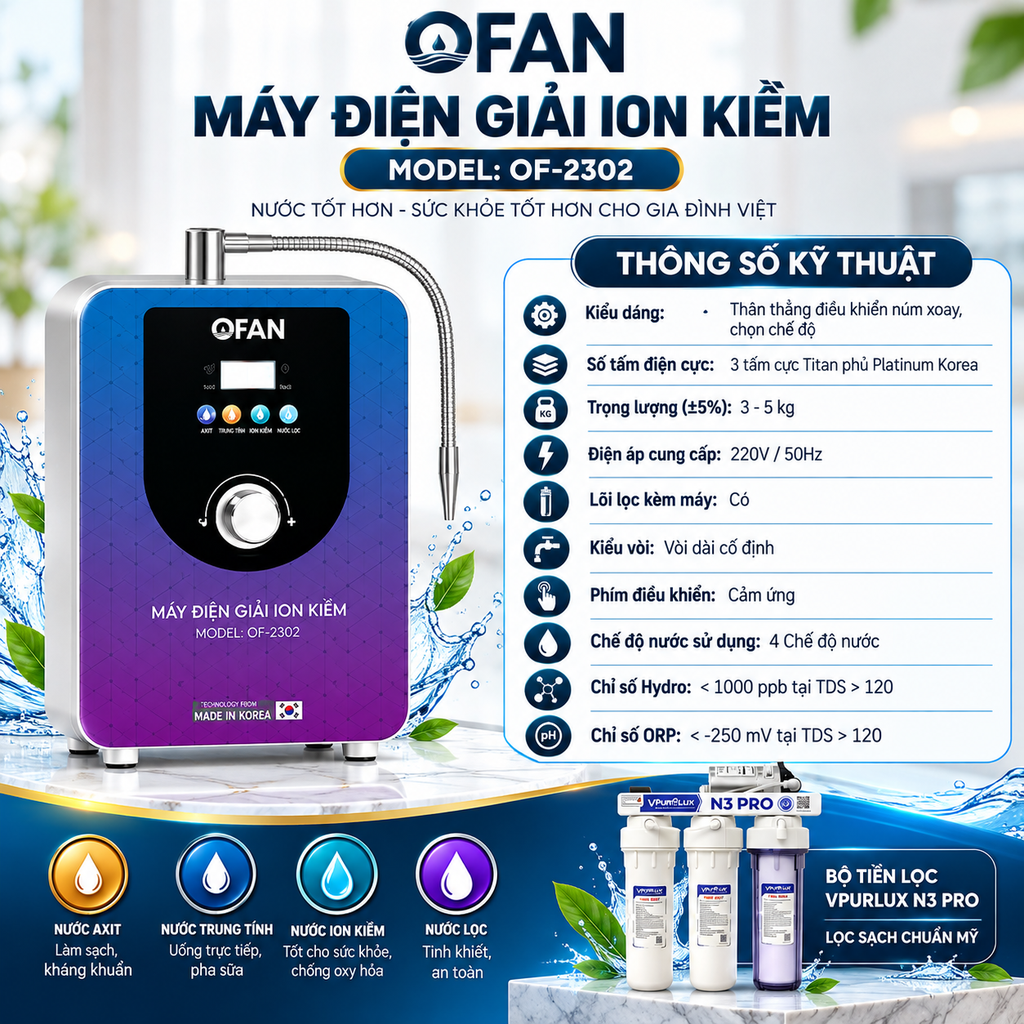 Máy điện giải ion kiềm OFAN OF-2302