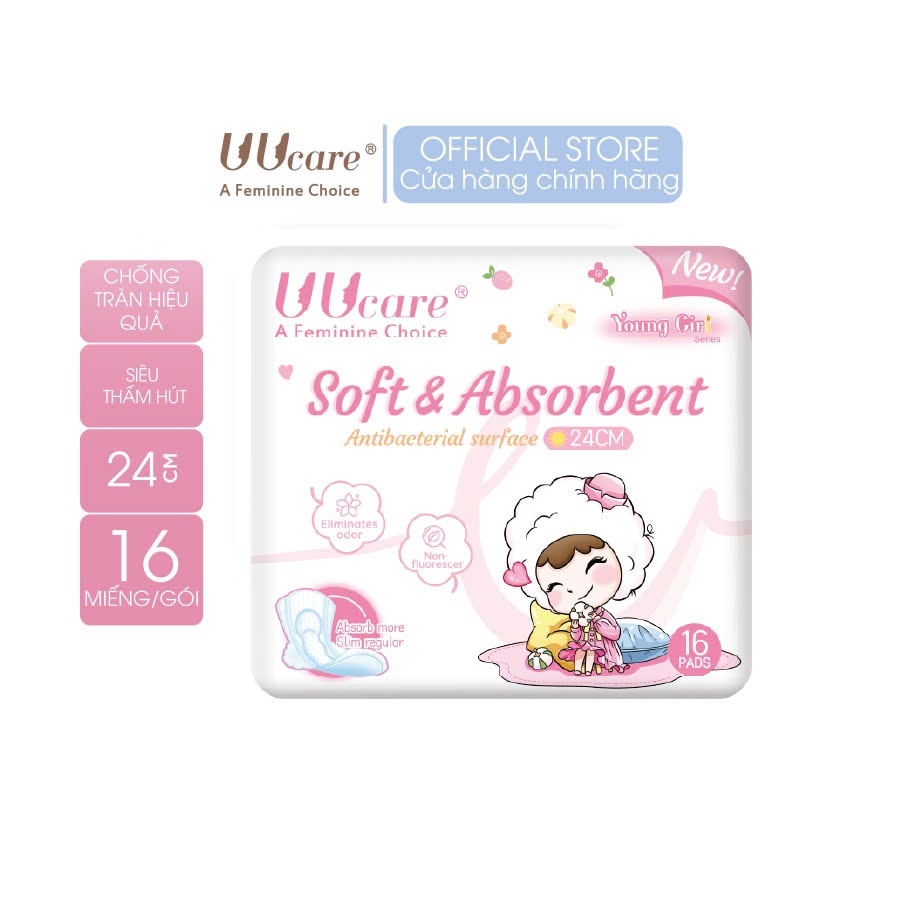Băng vệ sinh UUcare Young Girl Ban ngày 24cm 16 Miếng/Gói