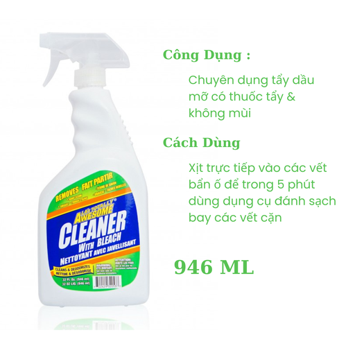 Bình Xịt Lau Chùi Dầu Mỡ Có Thuốc Tẩy AWESOME (Màu trắng) - hano