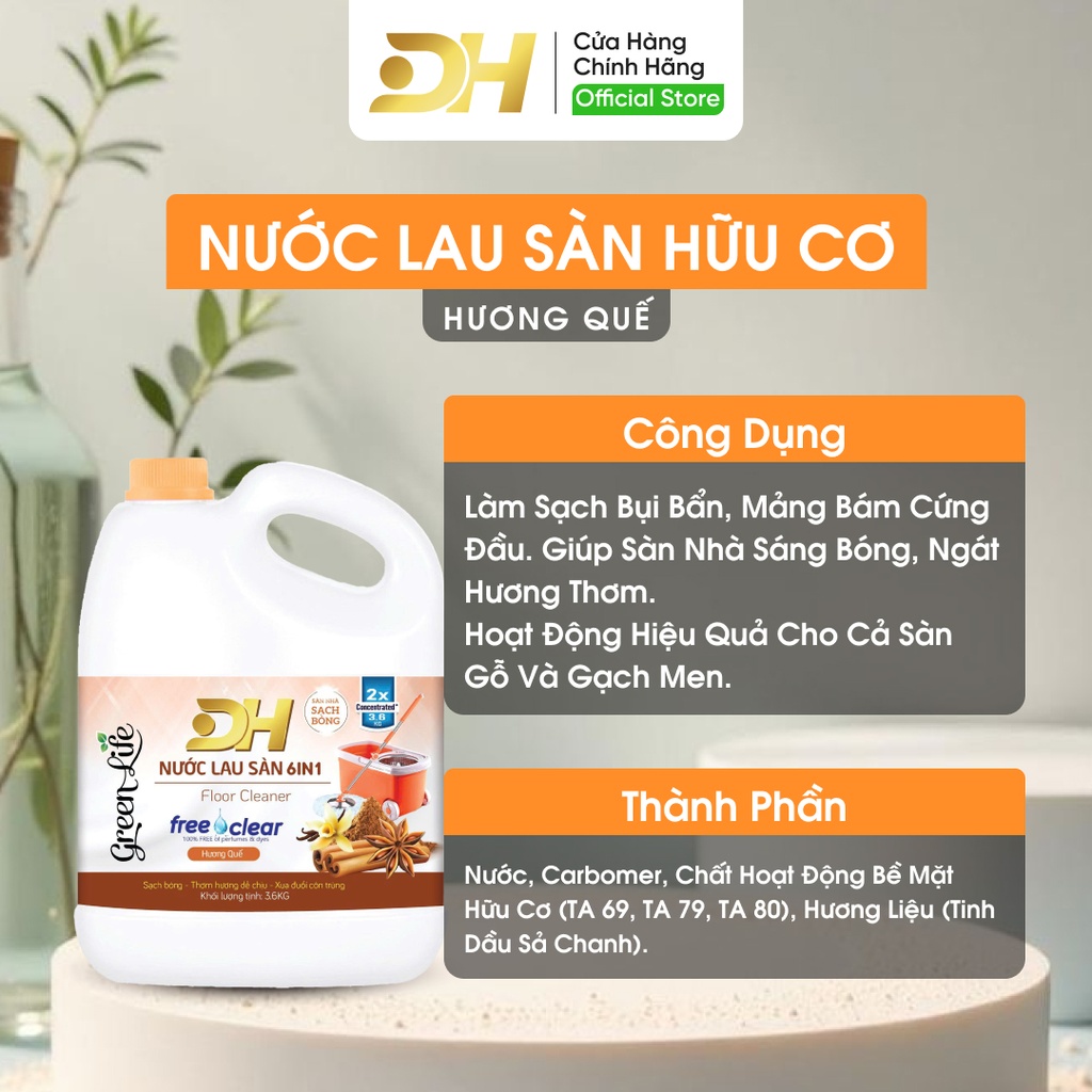 Nước Lau Sàn DH Green Life (Organic) 3.6kg