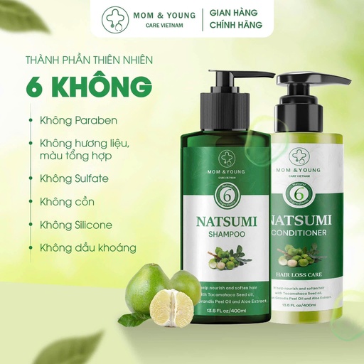 [CDGXBNCHHHTGRTKTMTGTCKMM00497] Cặp dầu gội xả Bưởi Natsumi chính hãng hỗ hỗ trợ giảm rụng tóc, kích thích mọc tóc, giúp tóc chắc khỏe, mềm mượt.